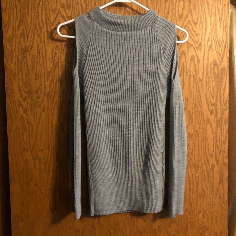 Grey sleeve cut out high neck sweater